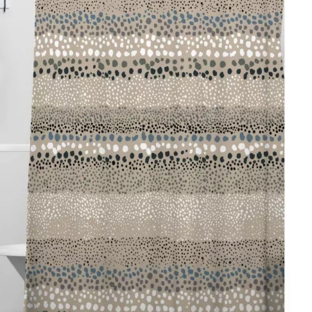 Multicolored Washable Fabric Shower Curtain-Taupe/Black/Gray/White/Blue-72x72